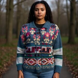 Reference Point Womens Vintage‎ 80s Front Thick Knit Sweater Women's Size small